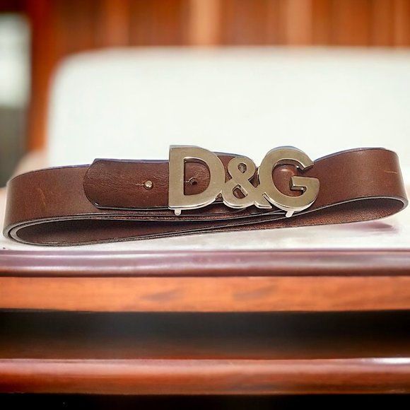 D&G Dolce & Gabbana Accessories - 90s D&G Dolce & Gabbana Ladies Silver Metal Belt Buckle Genuine Leather S-8.5